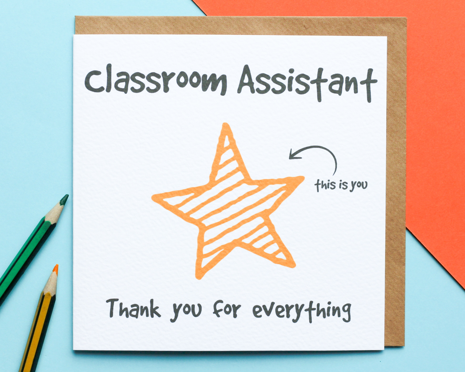 Classroom Assistant Star Thank You Card LPC LPC