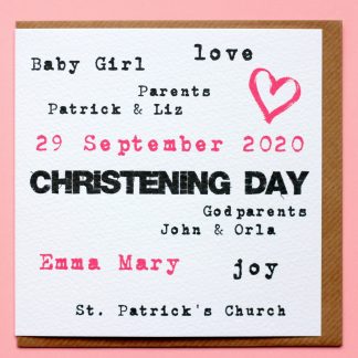 A personalised christening card